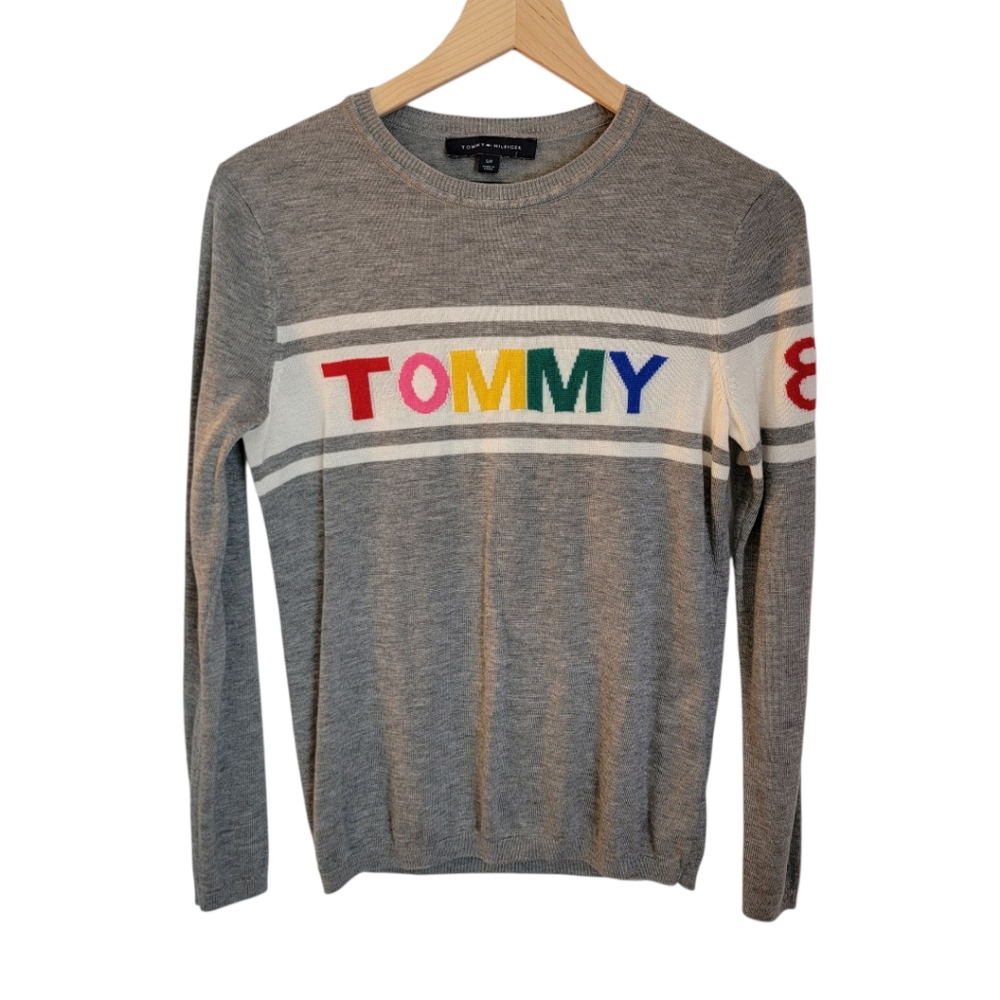 Tommy Hilfiger TOMMY 85 Stripe‎ Gray Sweater S